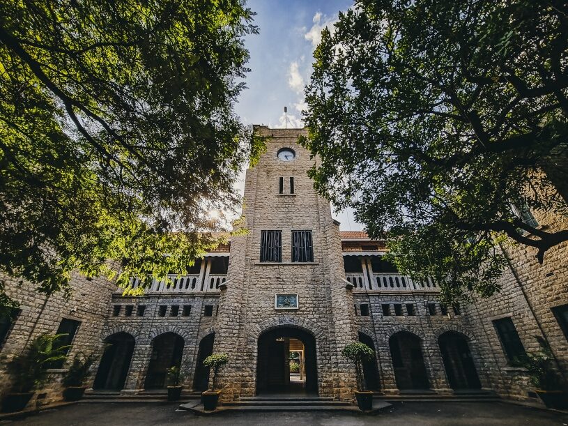 The historic Tower Block clock tower